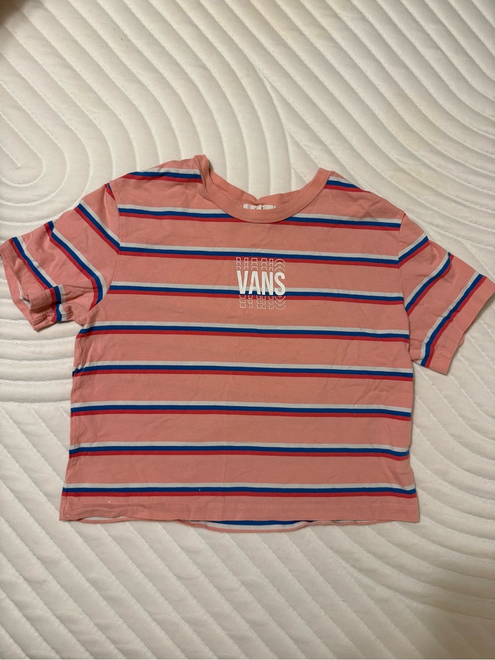 Vans Striped Short Sleeve Cropped Tee Size Medium EUC